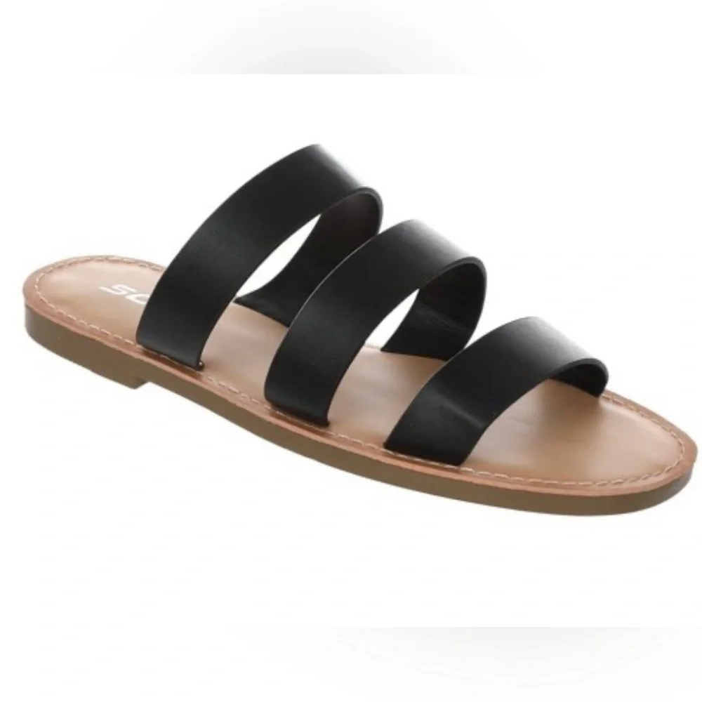 Soda Cala Women's Triple Band Slip On Sandals NWB